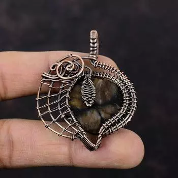 Chiastolite Pendant Copper Wire Wrapped Pendant Handmade Chiastolite Jewelry Copper Wire Wrap Jewelry Original Gemstone Pendant Wedding Gift