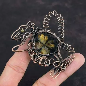 Chiastolite Pendant Copper Wire Wrapped Pendant Natural Gemstone Jewelry Rabbit Pendant Handmade Pendant Wire Wrapped Jewelry Gifts For Wife