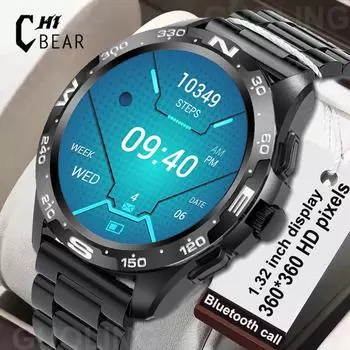 Chibear 1.32 amoled 360*360 Hd Смарт-часы для мужчин поворотная кнопка спортивный фитнес-трекер Ip67 водонепроницаемый Bluetooth вызов умные часы для мужчин