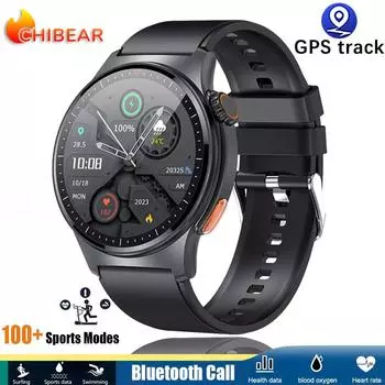 Chibear Ecg+ppg умные часы мужские Ip68 водонепроницаемые GPS спортивные трекеры фитнес-трекер бизнес-часы Nfc Bluetooth звонки умные часы + коробка