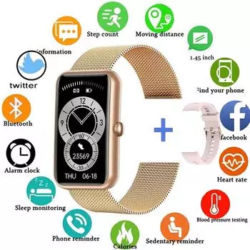 Chibear Модные женские умные часы Умный браслет Фитнес-трекер для упражнений Кровяное давление Частота сердечных сокращений Водонепроницаемые умные часы для женщин