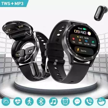 Chibear X7 Гарнитура Смарт-часы Tws Два в одном Беспроводная Bluetooth Двойная Гарнитура Звонки Здоровье Артериальное Давление Спорт Музыка Смарт-часы