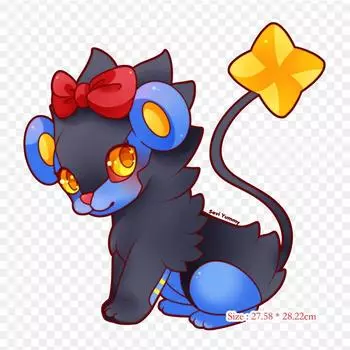 Чиби Luxray Cat Luxray железные нашивки для одежды, наклейки с аппликациями на одежду, термочувствительная нашивка на заказ