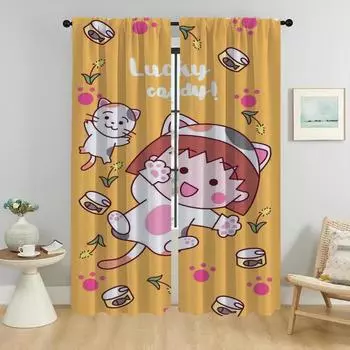Chibi Marukos кухонные шторы 2 шт. перегородка гостиная занавеска Хэллоуин украшения шторы для спальни оттенки затемнение W50xH70cmx2pcs