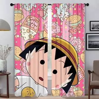 ChibiS Maruko-chanS Blackout Curtain for Room 2 Panel Curtains Child Room Shades Home Interior Curtains Blinds Tulle for Bedroom W60xH90cmx2pcs-CL
