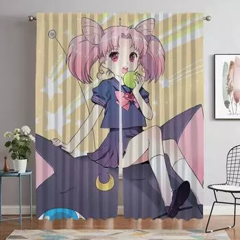 Chibiusa Blackout Curtains for Living Room Tulle for Bedroom Window Curtain Partition Shades Home Interior Curtains 2 Pieces W50xH70cmx2pcs-CL