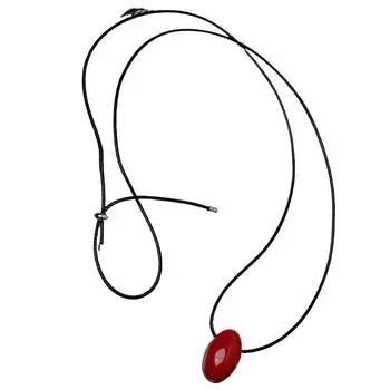 Chic Agate Ball Pendant Necklace Versatile Long Black Cord Sweater Necklace Charm with Red Agate Sphere Pendant красный