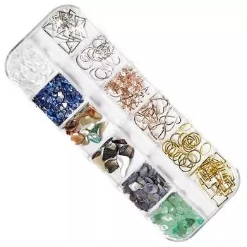 Chic Fit Nail 6 видов камушков для ногтей + 6 видов перламутровых блесток, набор, C (ЗН0135), 1 комплект