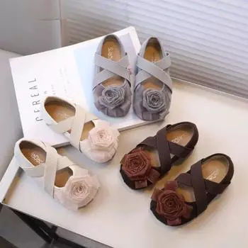 Chic Girl Princess Shoes New Fashion Kids Flower Leather Shoes Sweet Elegant Children s Flats for Ballet Versatile Soft Bottom 23 коричневый