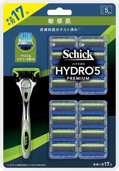 Chic Hydro 5 Premium Sensitive Skin Club Pack Holder 16 сменных лезвий для бритья бритвы для мужчин, серебристый