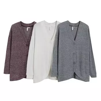 Chic Long-Sleeved Knitted Cardigan Single-Breasted Lightweight Sweater Bean paste XL