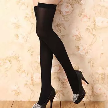 Chic Me Сексуальные женские однотонные высокие длинные носки до бедра, эластичные чулки выше колена S чёрный