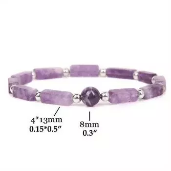 Chic Purple Glass Stone Bead Strand Bracelet Elegant Energy Bracelet For Casual Workdays purple&8mm