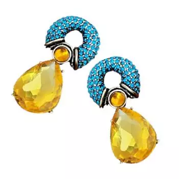 Chic Rhinestone Embellished Teardrop And Circle Metal Studs Earrings Accessory Perfect For Enhancing Any Outfit