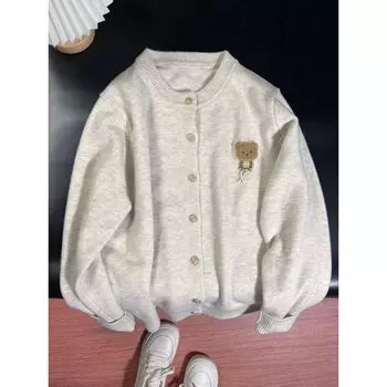 Chic Soft Glutinous Bear Cute Sweater Coat Sweater Flower beige XL recommended 57.50 kg-65.00 kg