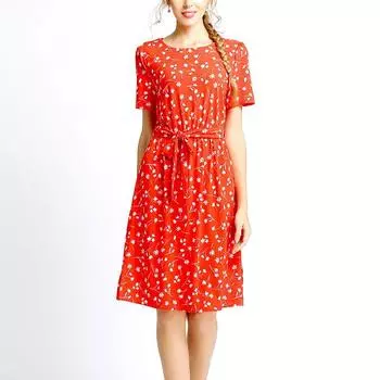 Chic Stunning Rose Red Engagement Floral Dress Red bottom Hundred Flowers S(47.50 kg-55.00 kg)