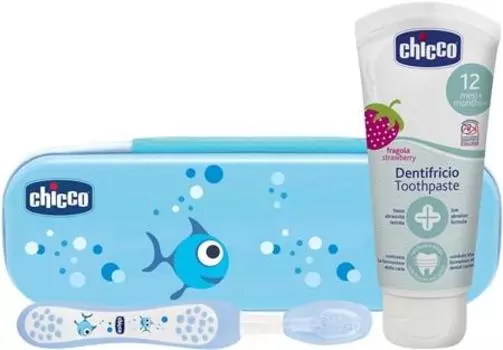 Chicco Always Smiling Blue Ensemble de soins dentaires pour enfant Strawberry TU прозрачный