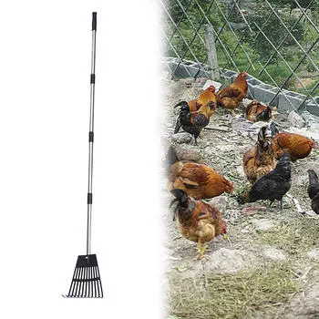 Chicken Coop Rake, Garden Leaf Rakes Metal Practical Heavy Duty Sturdy Detachable Durability