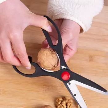 Chicken Super Sharp Stainless Steel with Walnut Clip Food Scissors Chef Scissors Kitchen Shears чёрный