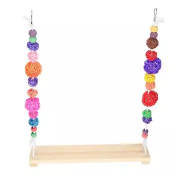 Chicken Swing Toy Suspensible Wooden Chicken Perch Pet Swing Toy Durable Flat Bar