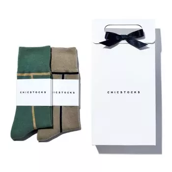 CHICSTOCKS подарочный набор с сумкой-шоппером Носки Подарочные Сделано в Японии Носки CHICSTOCKS Taupe x Matsuba x S Official - 2 пары - Мужские Женские (ЛИНИЯ