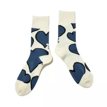 ChicStocks Snoopy Goods Подарочные носки Snoopy Носки Made in Japan Line Heart Ivory x [CHICSTOCKS] Official Мужские Женские (Л, Кобальт)