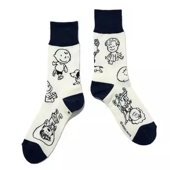 ChicStocks Snoopy Goods Подарочные носки Snoopy Носки Сделано в Японии Линия 1950-х годов x 72 Ivory x [CHICSTOCKS] Official Мужские Женские (02 ВМС, Ю)