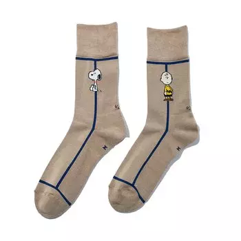 ChicStocks Snoopy Goods Подарочные носки Snoopy Носки Сделано в Японии Линия 1970-х [CHICSTOCKS] Official Мужские Женские (0772 Серо-коричневыйТемно-синий, L)