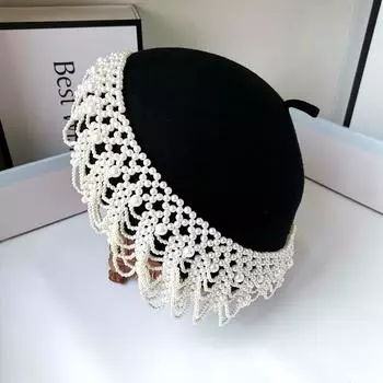 Chidesign Шерстяная кисточка с жемчужной цепочкой Элегантный ретро-женский берет Шляпа Женская шляпа художника head size 57cm