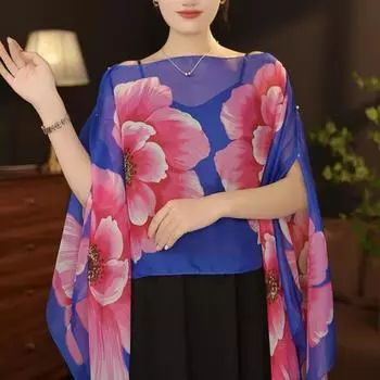 Chiffon Flower Scarf Breathable Beach Wrap New Fashion Coats Jackets Capes Lady Summer Color4