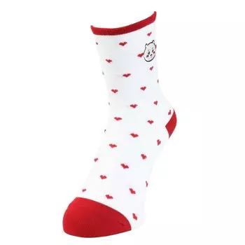 Chiikawa Rabbit Chestnut Manju with One Point Embroidery Dot Pattern Crew Length Socks Ladies Character 03197002 [Naigai] 3197002-224-90 90.Chiikawa