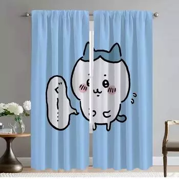 Chiikawaes Halloween Decoration Window Curtain for Room 2 Panel Modern Living Room Curtains Partition Tulle for Bedroom Shades W50xH70cmx2pcs-CL