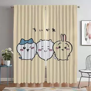 Chiikawas Partition Home Interior Curtains for Camera Living Room Curtain Shades Halloween Decoration Tulle for Bedroom Kitchen W50xH70cmx2pcs-CL