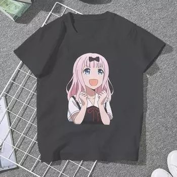 Chika Fujiwara Женская одежда Kaguya sama Love Is War Женские футболки с рисунком Винтажные свободные топы в стиле гранж Kawaii Уличная одежда для девочек L
