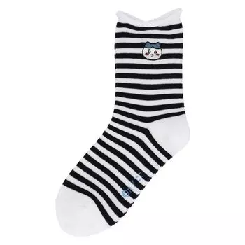 Chikawa Hachiware Flying squirrel Sea otter Shisa One point embroidery Border pattern Crew length socks Character 03197003 Hachiware [Naigai] Women s