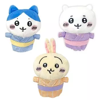 Chikawa in a cute yukata Chikawa Yukata Plush Toy Approx. 16cm Hachiware Rabbit Extra Large Official Goods (Set of 3 Types)