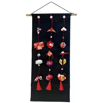 Chikyuya Hina Decoration 3 Pieces Black Cloth Tapestry Hinamatsuri Hina Decoration Hina Doll Hanging Hina Hina Tapestry [Hanging 78314] чёрный