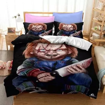 Child s Play Duvet Cover Chucky Bedding Set Horror Bedclothes with Pillowcases for Teens Adults Gift Bedroom Decor King Single 70x133cm 2pcs