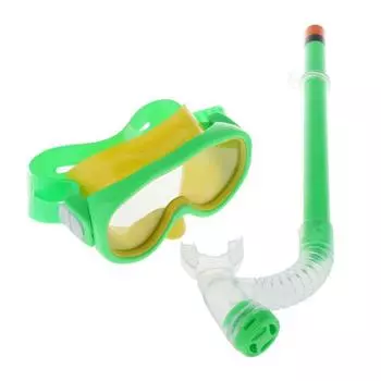 Child Swimming Anti-Fog Goggles Kids Diving & Breather Pipe Green