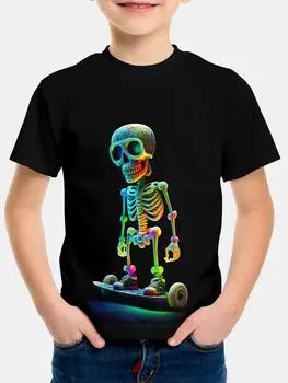 Child T-shirt Children Clothes T-shirt for a Boy Skeleton Kids Spring Clothes Children s Boy s Clothing Top Shirts T-shirty 5-6Y