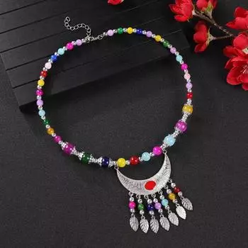 Children Adult Ethnic Style Headgear Exotic Style Miao Female Treasure Tassel Eyebrow Hair Accessories Tibetan Retro Collar Necklace