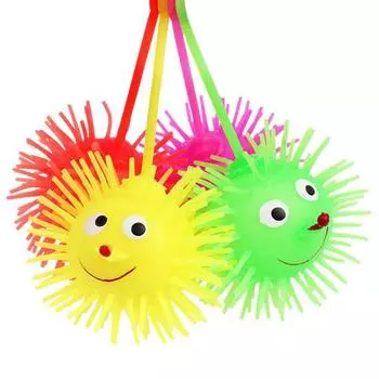 Children Adult Kids Gifts Vent Ball LED Light Up Toy Glowing Hair Flash Ball Elastic Glow Hair Ball Random Color