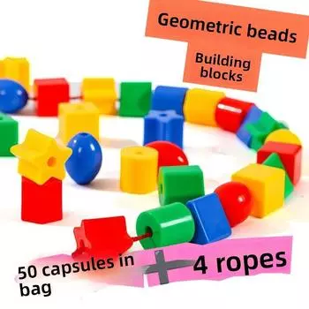 Children Bead Stringing Educational Toy Plastic Materials Fine Play Development 50pcs