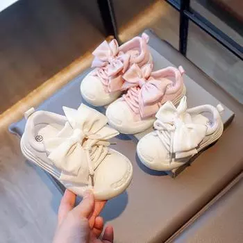 Children Casual Shoes Bowknot Simple Girls Versatile Unique Canvas Shoes Kids Shoes Drop Shipping Non-slip Round-toe Korean New 23 бежевый