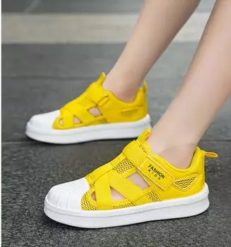 Children Casual Shoes Boys Light Student Summer 5-12 Years Old Sport Breathable Mesh Footwear Kids Fashion Chunky Sneakers Tenis 26 чёрный