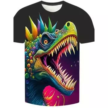Детская одежда Верхние рубашки Одежда для мальчиков Футболка с изображением динозавра Monster Truck Детская одежда Крутая мужская рубашка 6XL