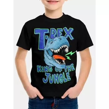 Children Clothing Tyrannosaurus Rex Dinosaur King of the Jungle Child T-shirt Tops Kids Spring Clothes T-shirty Top Shirts 5-6Y