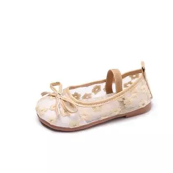 Children Fashion Girls Flats 2024 New Soft Breatheable Elastic Band Flowers Cute Princess Shoes Simple Drop Shipping Simple Chic 23 серый