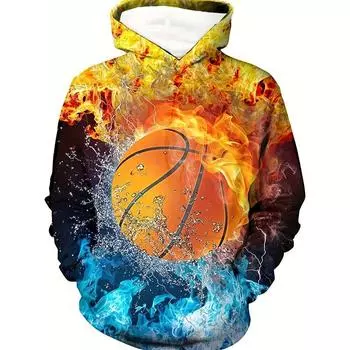 Детский баскетбольный 3D-принт с изображением пламени для мальчиков, повседневный свитер с длинным рукавом, толстовка для мальчика, весенне-зимняя детская толстовка с капюшоном 100
