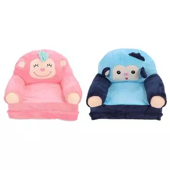 Children Folding Sofa Soft Plush Children Couch Kid Lounge Chair for Home Kindergarten Monkey Pink